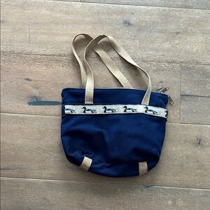 Preppy Cool Navy Tote with Tan Accents